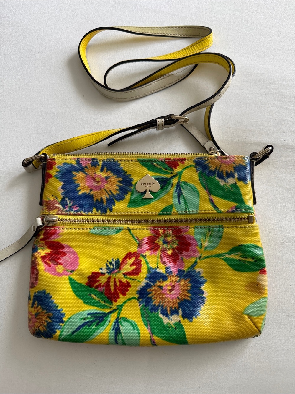 kate spade Yellow Floral Canvas Crossbody Bag with Multicolor Blooms